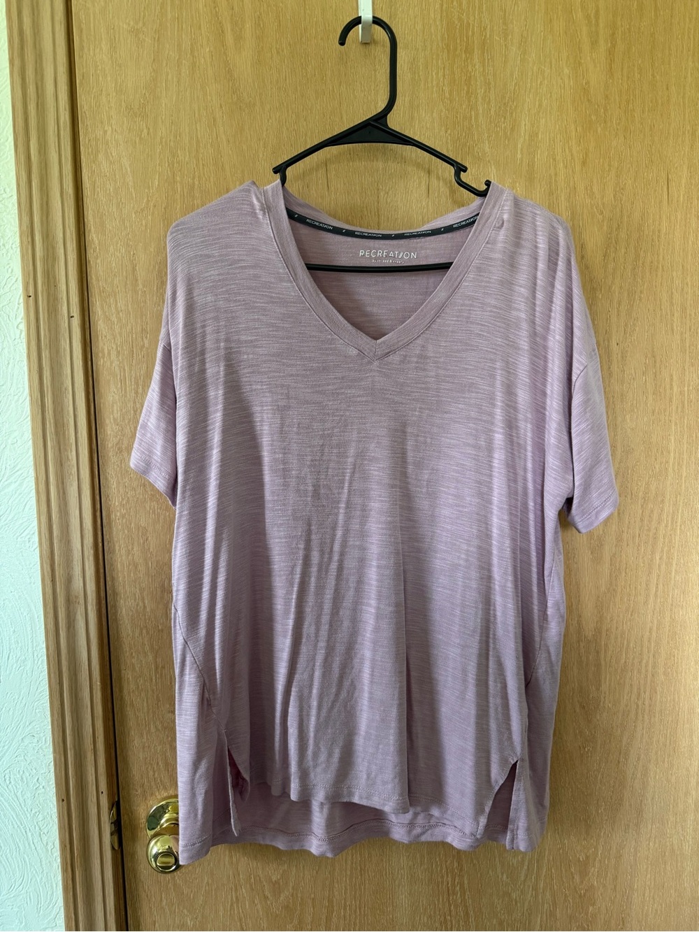 Percration Dusty Mauve V-Neck Short Sleeve Tee